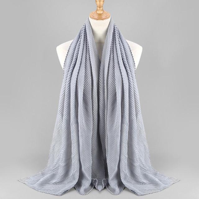 HongBiTu Frauen Reine Farbe Schal Wrap Schal Stola Falten Streifen Hals Wraps Islam Muslim WJ005