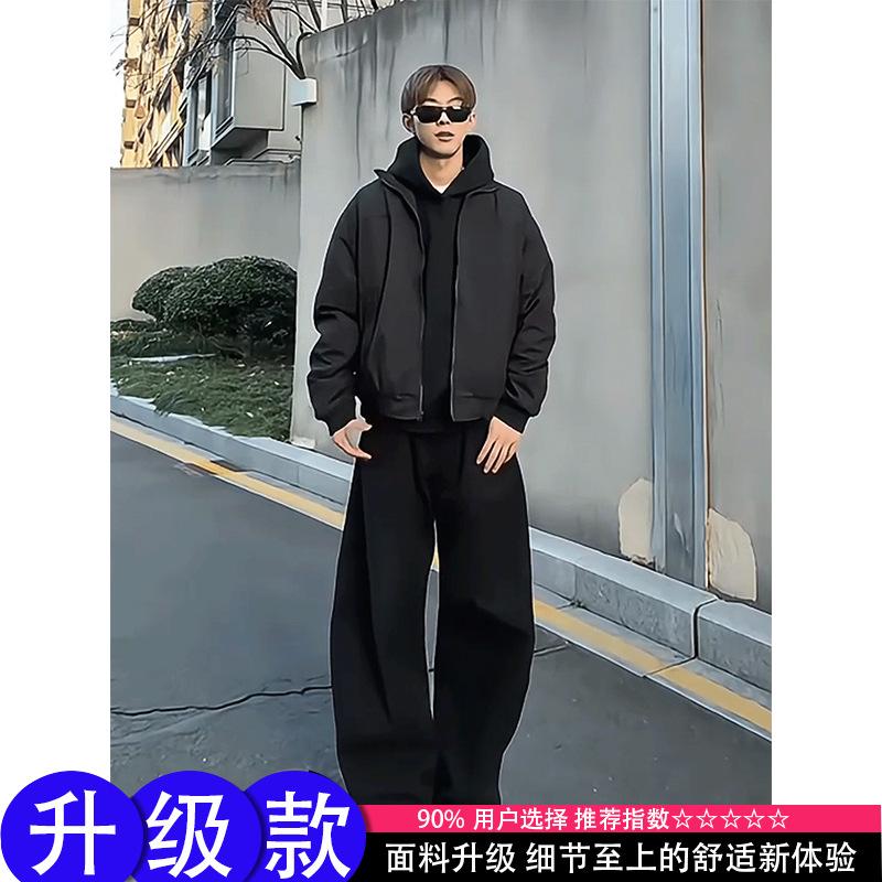 Geacă bomber cu umeri căzuți pentru bărbați, toamnă nouă, americană, trei-rezistentă, cu guler ridicat, scurtă, geacă de lucru