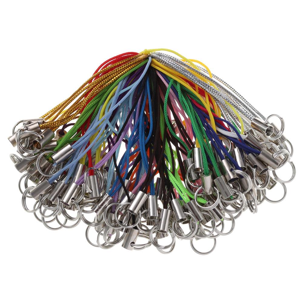 100Pcs Jewelry With Craft Pendant Handmade Cellphone Charm Cords Wire Cord Key Ring  Pendant Clips Lanyard Phone Ring Strap