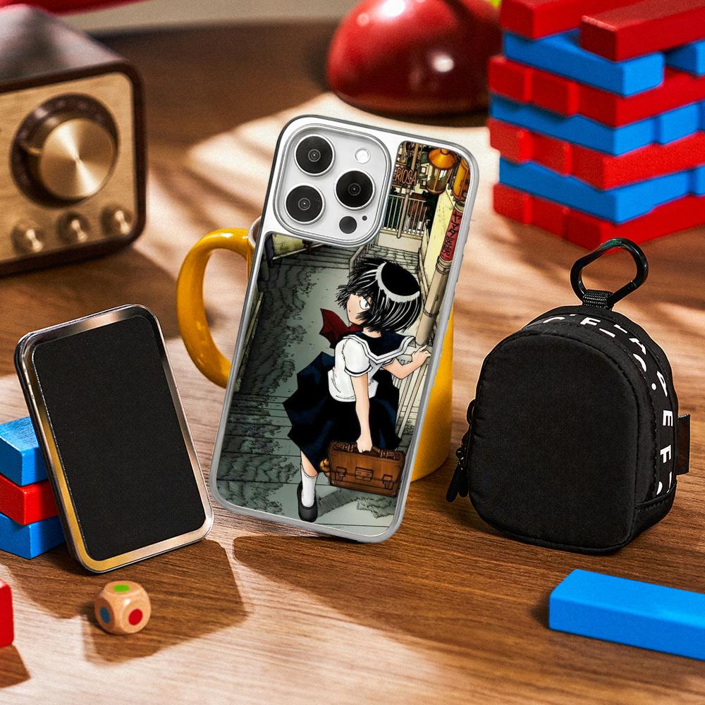 Urabe Mikoto Cute Japan Girl Pattern Phone Case for iPhone 16 15 14 13 12 11 Pro Max Sheepskin Silver-edged Protective Case
