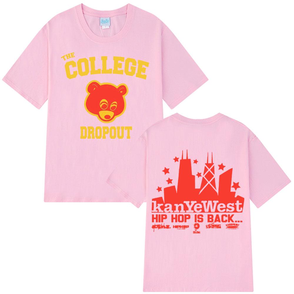 Kanye West College Dropout T Shirt Men Music Album Harajuku Print Man Short Sleeve T-shirts Casual Hip Hop Streetwear T-shirt