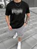 Men's Clothing City Skyline Printed Black Tshirt, Graphic Tee, Summer Tops, Shirt, Unisex Casual Crew Neck Tshirt, Plus Siz