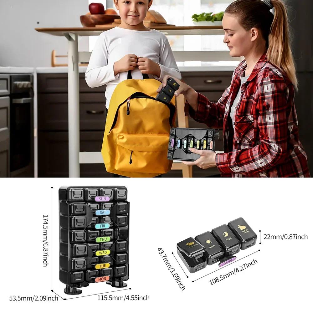 Seven Days a Week Early, Mid and Late To Remind 28 Large Capacity Pills Dispensed Mini Carry the Elderly Medicine Box