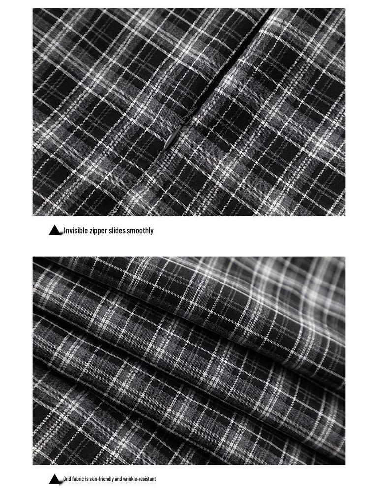 Xin Ge Plaid High Waist Fishtail A-line Skirt – Korean Style Long, Irregular Cut