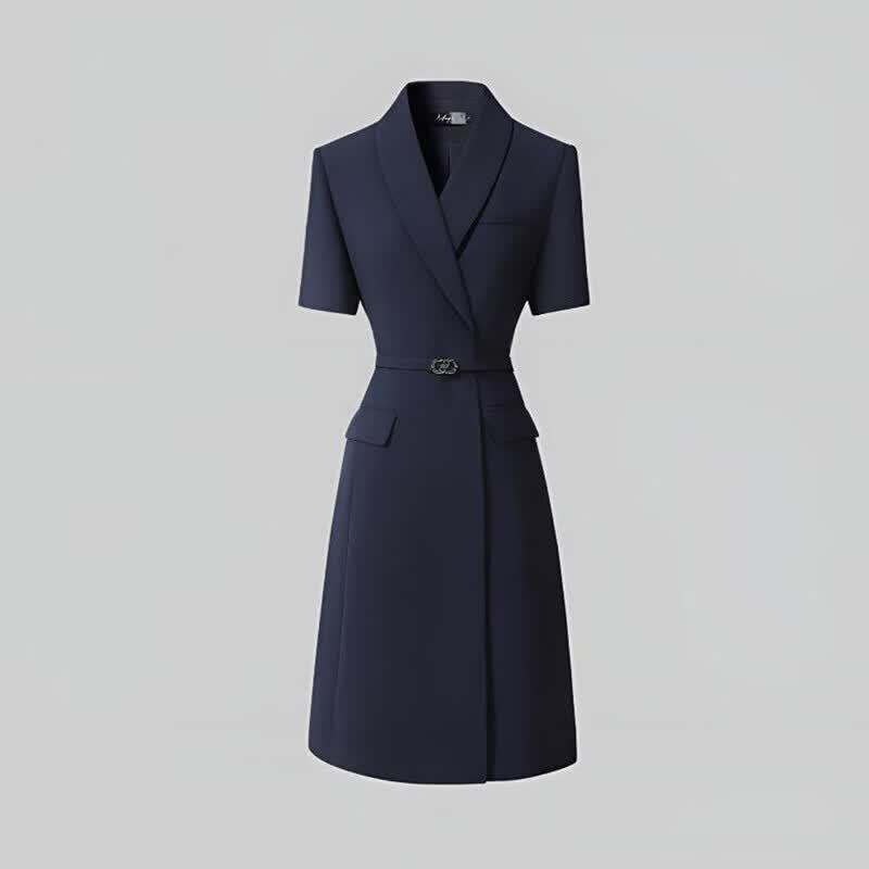 Teluoman Women s Professional V-Neck Blazer Midi Dress XL