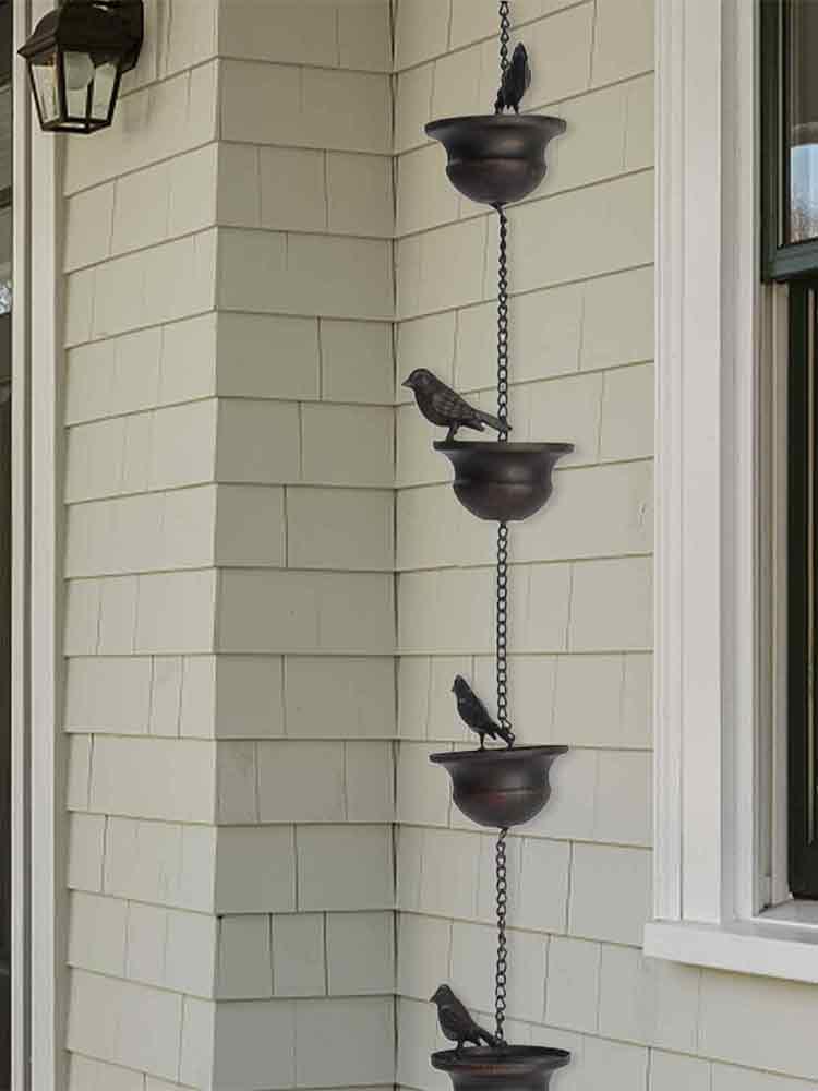 Mobile Birds On Cups Rain Chain Rain Catcher For Gutter Roof Decoration Metal Drainage Rain Chain Downspout Tool