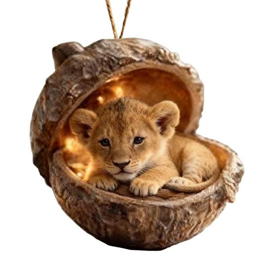 Forest Animal Acorn Hanging Ornaments Acrylic Christmas Tree Decor with Squirrel Rabbit Pony Designs 2D Flat Pendants for Holiday Gifting