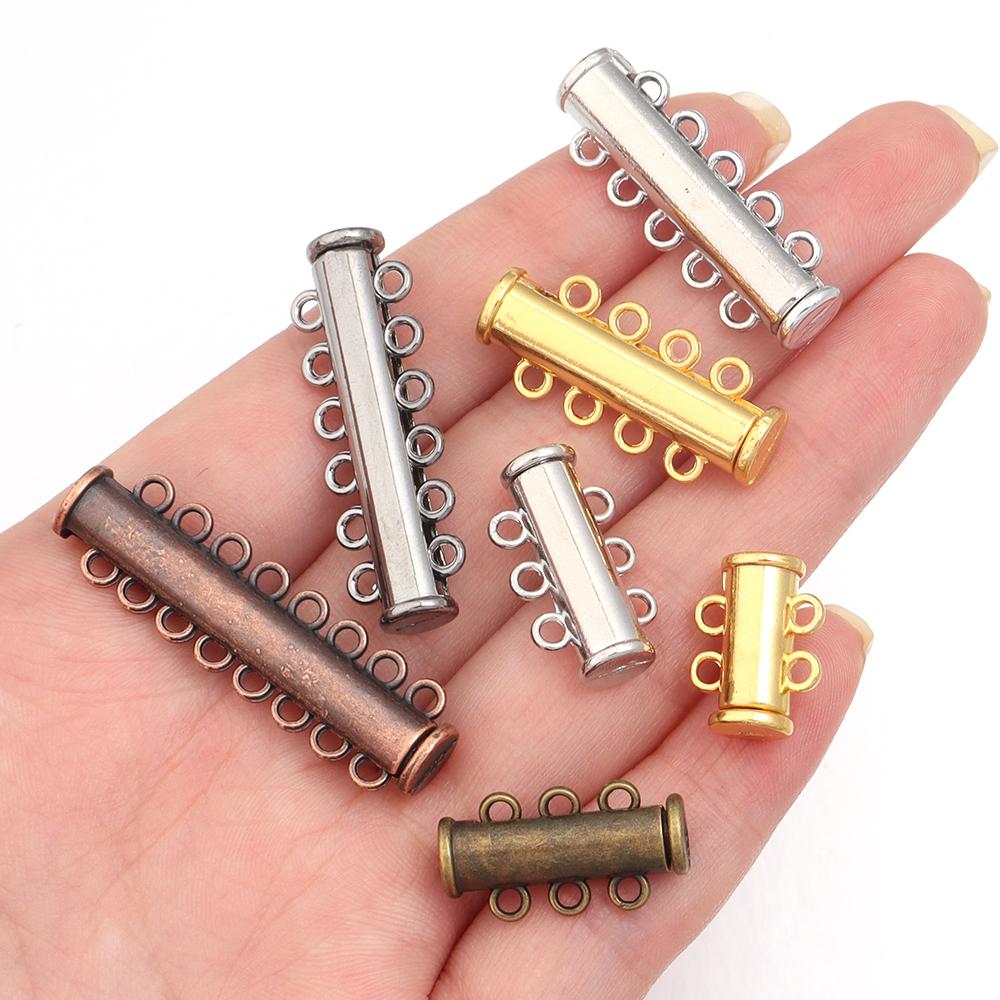 5Pcs 2/3/4/5/6/8 Holes Strong Magnetic Clasps Slide Tubes Lock Clasp Connectors DIY Bracelet Necklace Buckle Hook Jewelry Making