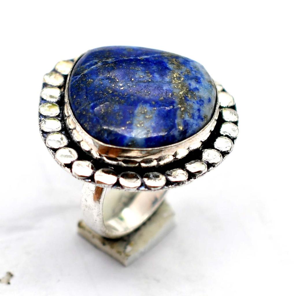 Lapis Lazuli Ethnic Handmade Ring Jewelry US Size-6.25 R 5922