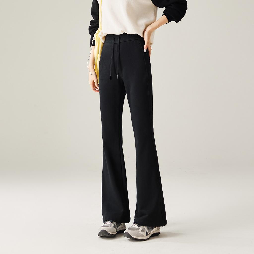 Elastic waistband tied elastic sports flared pants for women in autumn 2025, fashionable and versatile casual pants
