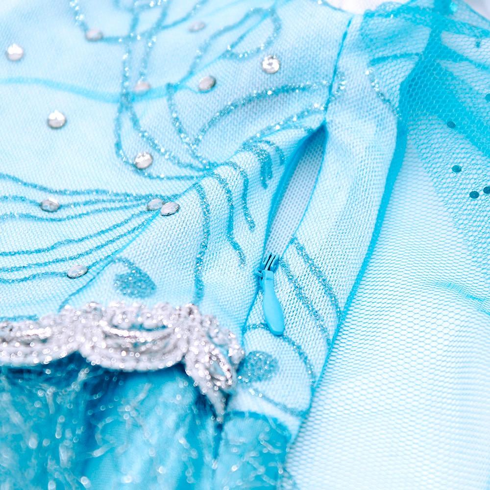 Frozen Elsa Costume Set 7-8 Years 130cm Blue + Party Accessories (Wig/Crown/Scepter/Gloves) Halloween Carnival Christmas Gift