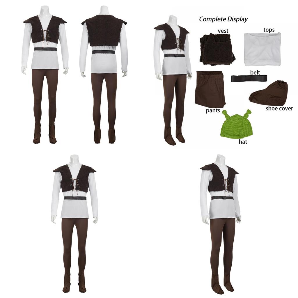 Shrek Cosplay Attire In Polyester Fabric For Halloween Costume Party Use