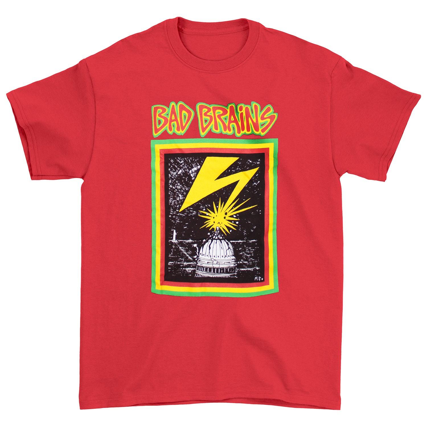Men s Bad Brains Capitol Strike On Red T-shirt Large Red S