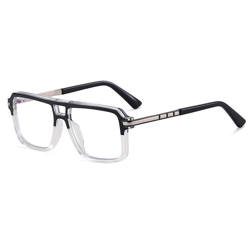 Retro Men Square Big Frame Reading Glasses Blue Light Blocking Presbyopic Eyewear Trendy Male Double Bridge Design