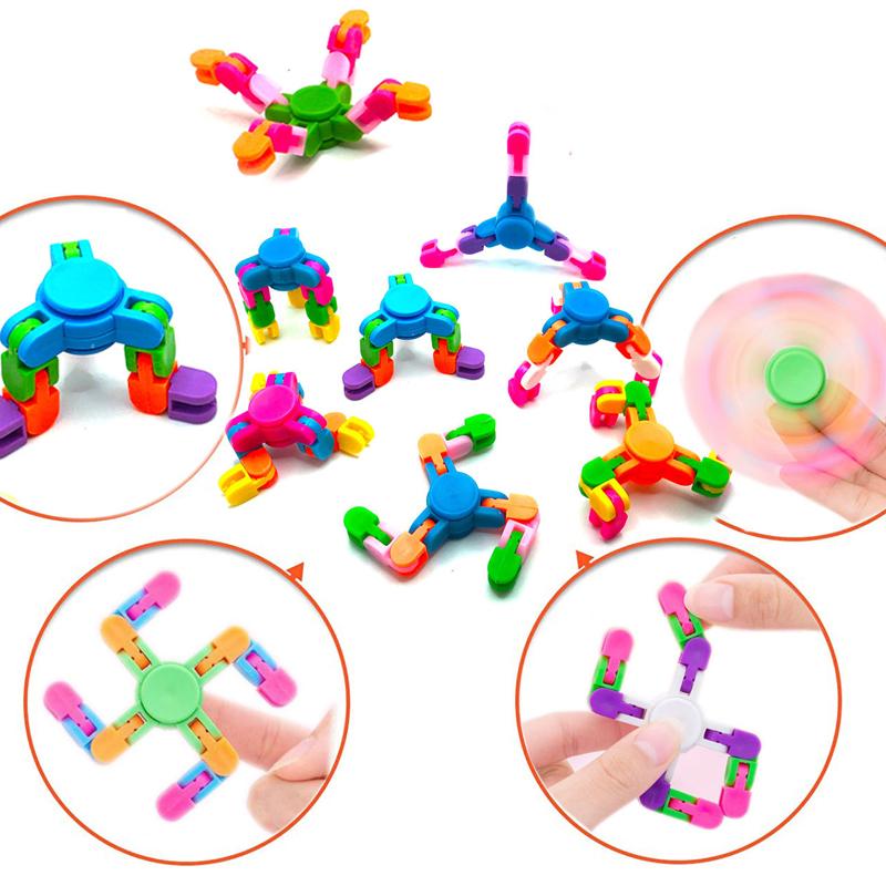 Diy Deformable Chain Fidget Spinner Stress Relief Decompression Toy Parent-Child Games Desk Toy For Kids Birthday Party Gifts
