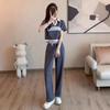 Fashion Casual Suit for Women Summer Sweet and Spicy Polo Collar Short-sleeved Top Drapey Trousers Two-piece Set