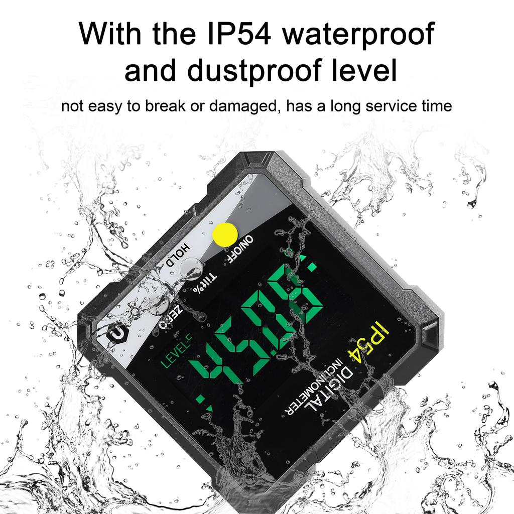 IP54 4  degrees  Portable Digital Inclinometer LCD Backlight Digital Protractor Slope Meter Digital Angle Ruler Single Side Magnetics Multifunctiona