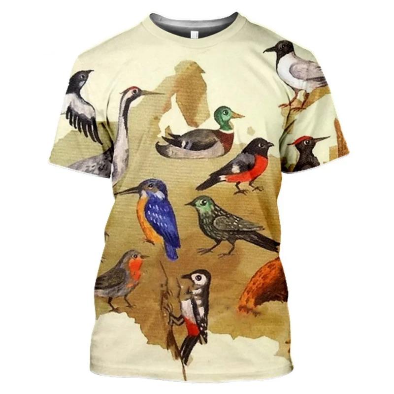 3D Harajuku Animal Print T Shirt for Men Funny Pigeon Pattern Short Sleeve Pullover Summer Casual O-neck Loose Tops