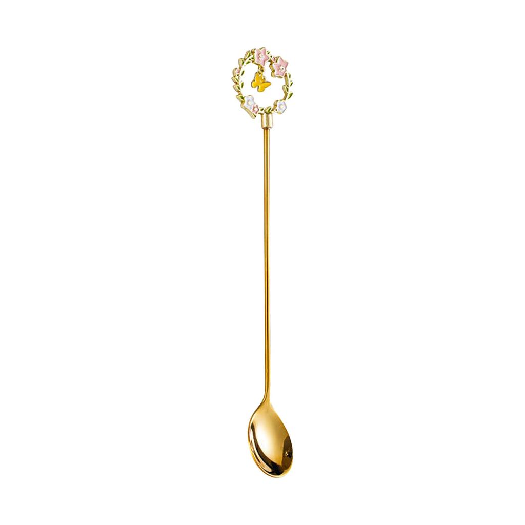 Stainless Steel Spoon Creative Cartoon Dessert Spoon Fruit Fork Cute Coffee Long Handle Stirring Spoon