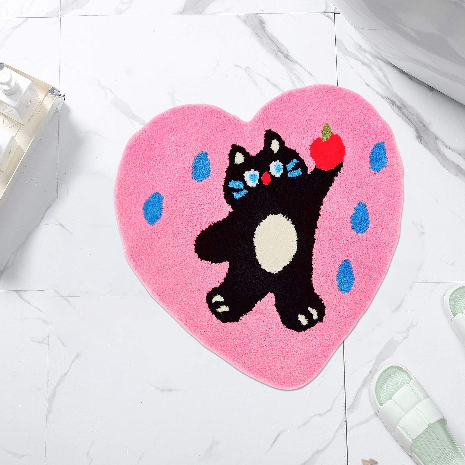 

Dopamine Cute Shaped Flocking Floor Mat Bathroom Absorbent Foot Mat Toilet Door - Mat One Size