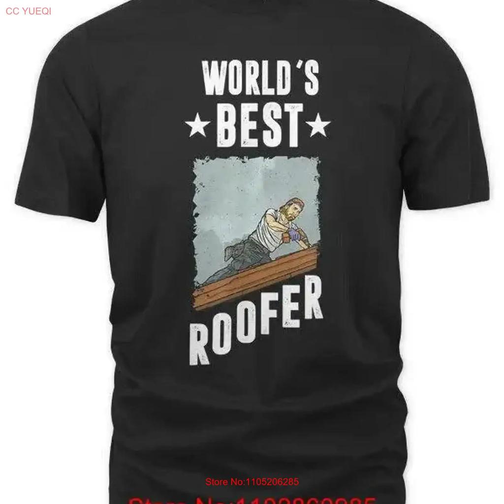 World S Best Roofer Image Of A On The Roof T Shirt Vintage Comfortable Slightly Graphic Top For Everyday Wear Soft