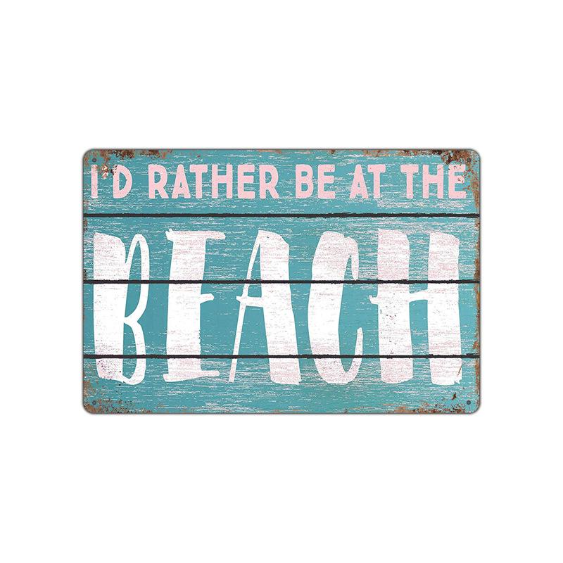 Summer Beach Sunset Metal Tin Sign Plaques Scenery Iron Painting Cafe Bar  Home Decor Seaside House Wall Tin Plate Poster