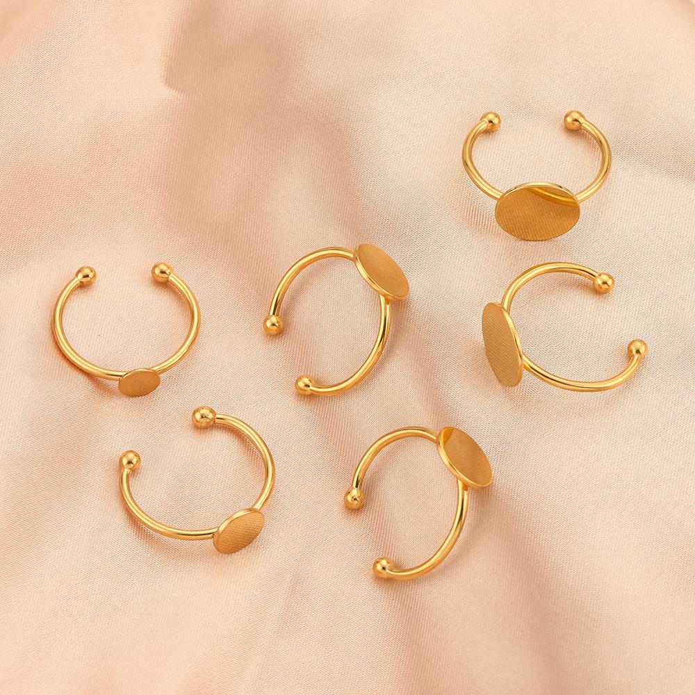 10Pcs No Fade Stainless Steel 6/8/10/12mm Rings Setting Cabochon Cameo Tray Bezel Blank Bases Jewelry Making Supplies Findings