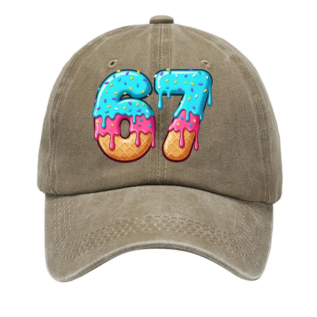 Washed Cotton Baseball Cap With Printed Distressed Soft Top Denim Hat For Men, European And American Retro Hat