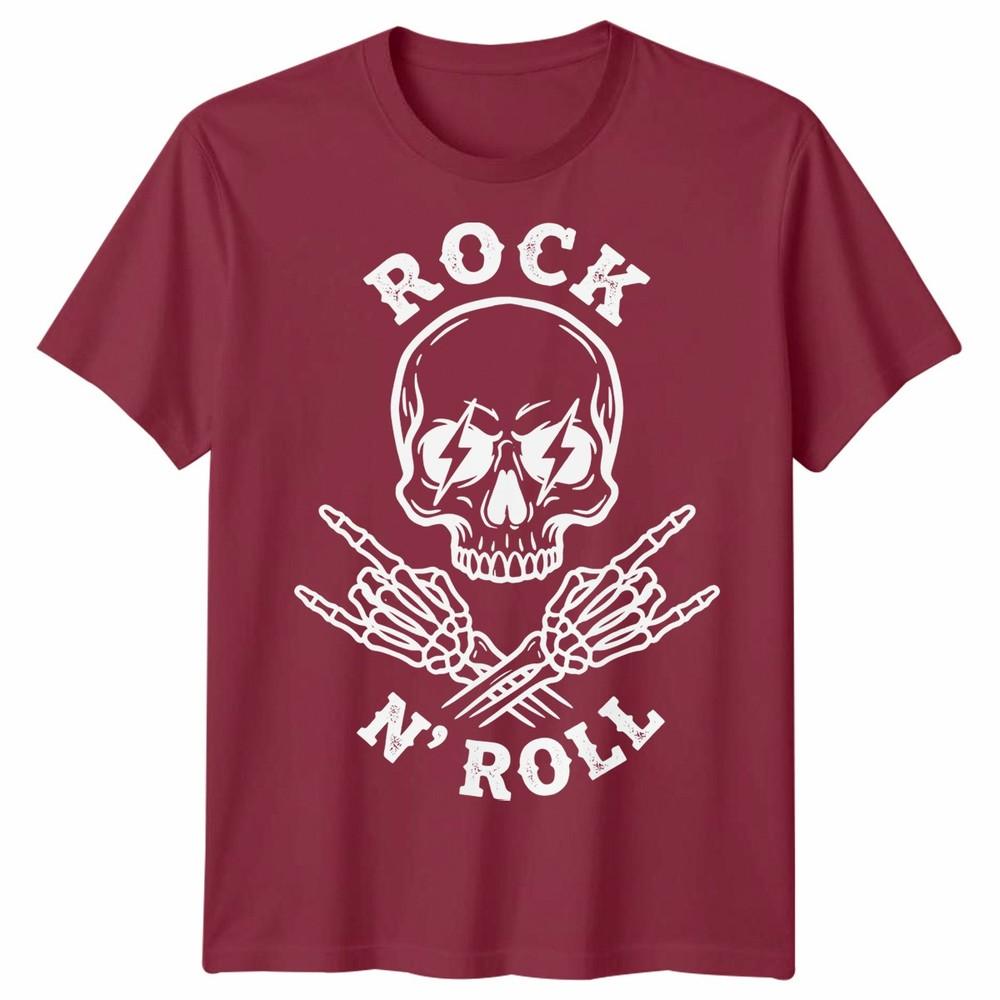 Rock N Roll Unisex T Shirt Skull Alternative Monochrome Graphic Tee