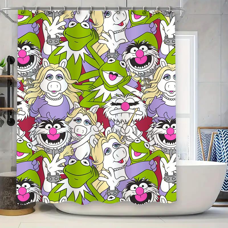 

Мультяшный узор Занавеска для душа, Украшение детской комнаты, Красочный принт с животными, Водонепроницаемая занавеска для ванной комнаты. 90x180cm