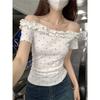 Design Hot Girl's Short Polka-dot Short-sleeved Summer New One-word Chic Slim Top
