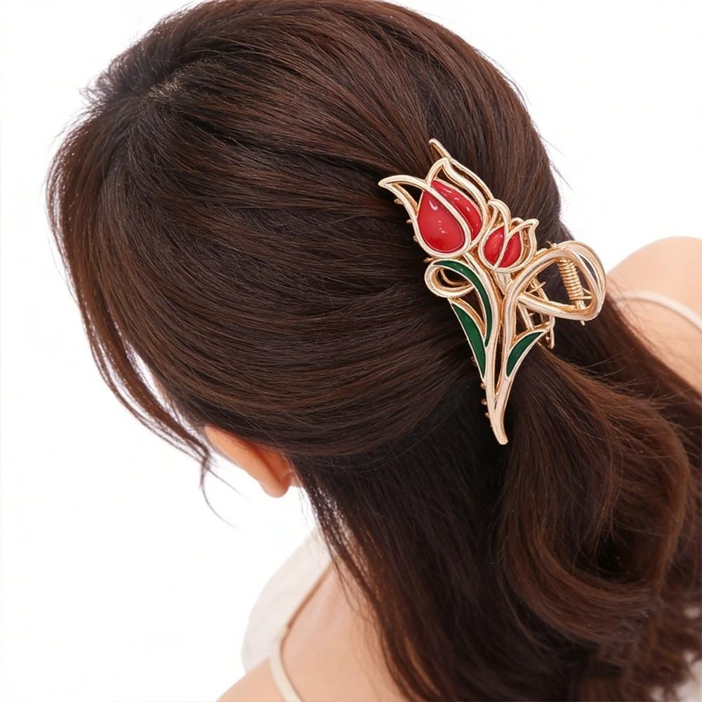 Metal Flower Hair Clips Advanced Hair Grab Fashion High Ponytail Holders  for Women Girls