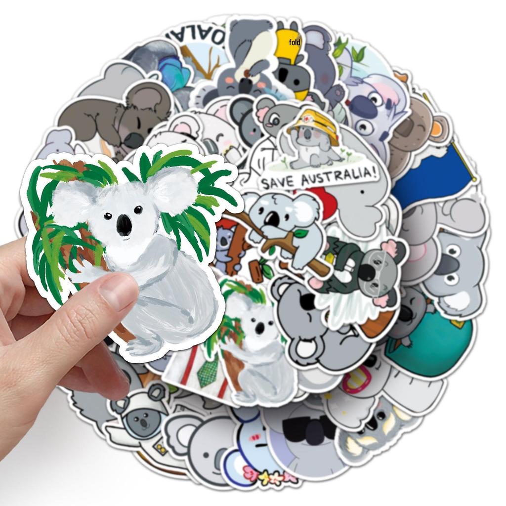 50 Cute Koala Graffiti Stickers: Waterproof Decorative Stickers for Laptop, Car, and Refrigerator.