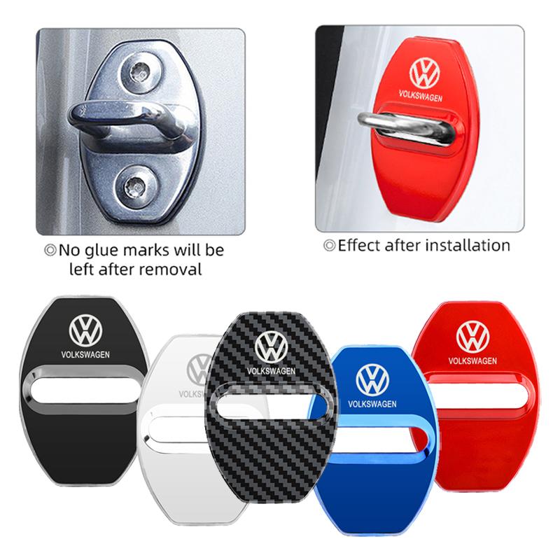 HIJK1 Emblems 4Pcs For Volkswagen VW GTI Polo Passat Tiguan Sharan T-ROC Touran Jetta Bora Car Door Lock Protective Cover Case Sticker