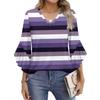 Dámská móda Ležérní top se sedmiminutovým rukávem s pruhovaným potiskem Tričko s výstřihem do V Košile se zvonovými rukávy