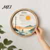 Nature Art Prints for Home Wall Nordic Wooden Sign, Round Botanical Landscape Hanging Decor Living Unique Housewarming Gifts Friends Room Bedroom,