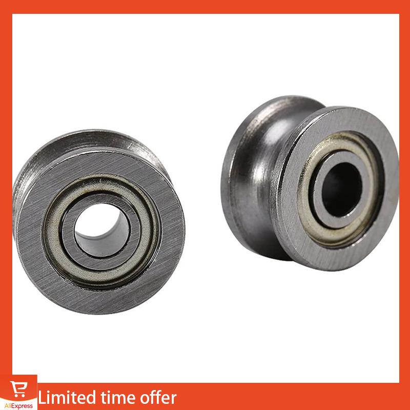 Fresh 100Pcs U Groove Bearing U624ZZ Carbon Steel Durable V Groove Ball Bearing Pulley For Rail Track Linear Motion Systems