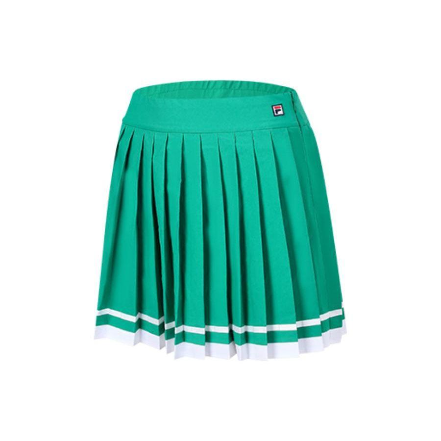 Fila Tennis Series Solid Color Logo Mid Waist Pleated Casual Skirt Women Skirts Celadon-Green A11W333304FGN