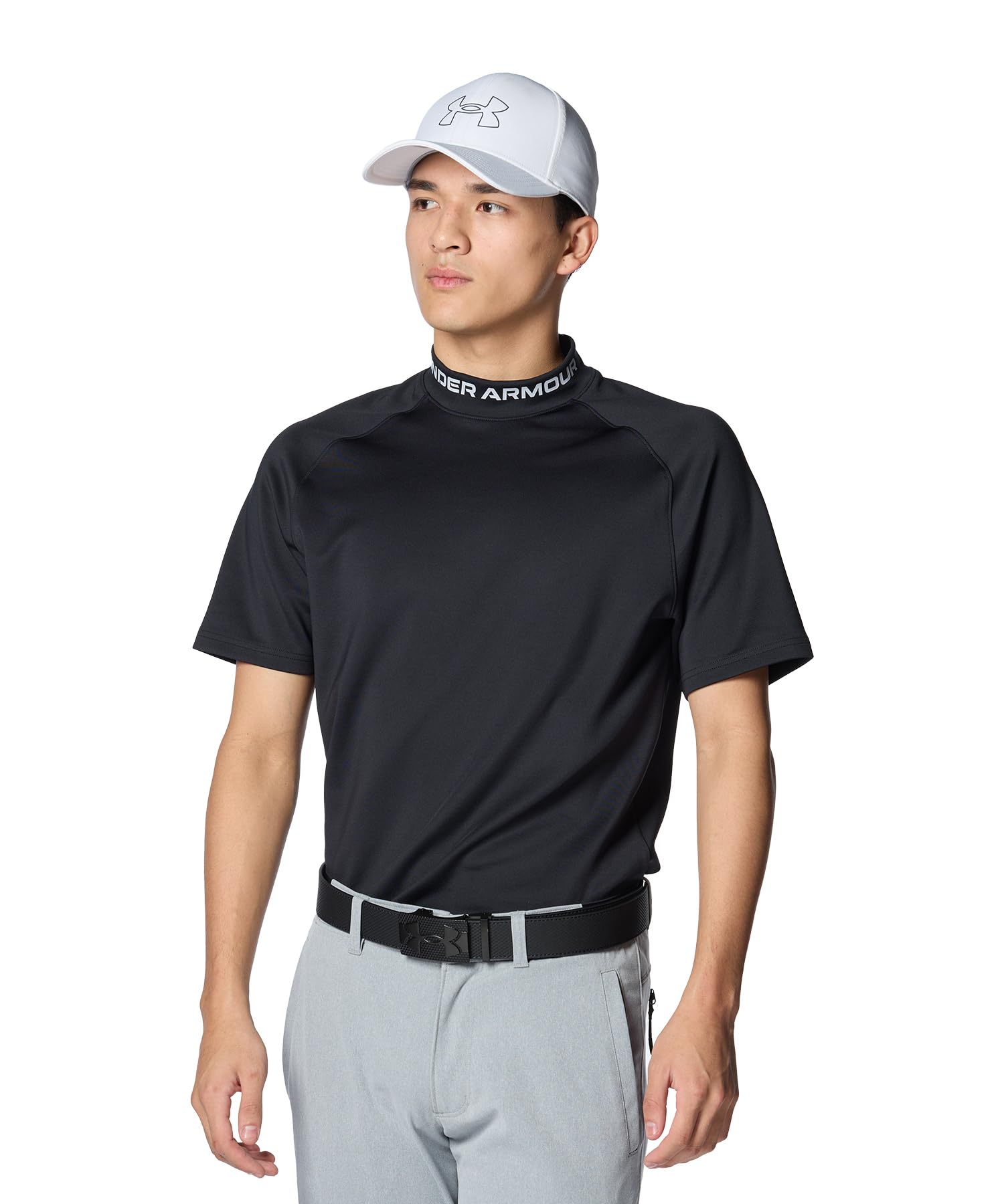 

UA Wordmark SS Mock Shirt Black Halo Gray MD [Under Armour] / /