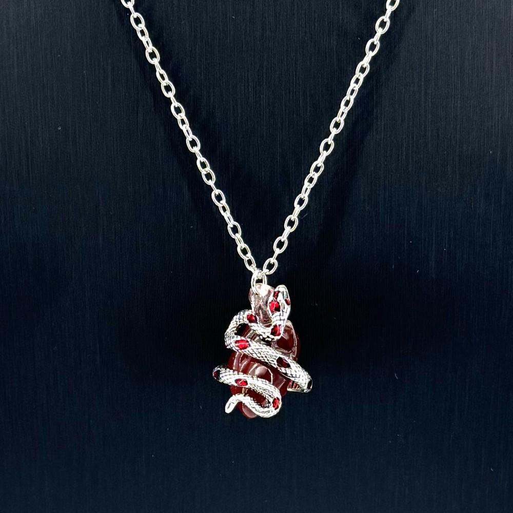 European and American Style Heart & Snake Couple Necklace - Halloween Personalized Exaggerated Design Clavicle Chain