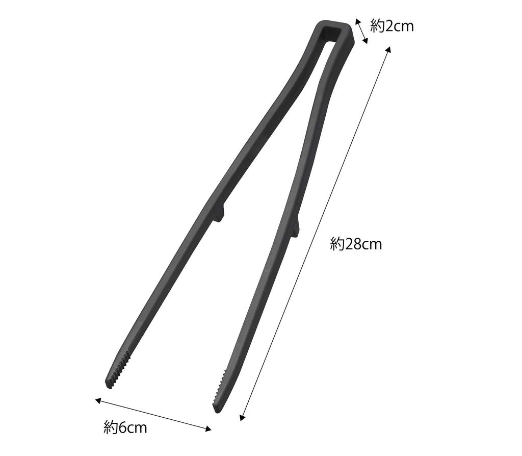 Yamazaki Silicone Cooking Tongs, Black, 6cm W x 2cm D x 28cm H, Tower Shape, Non-Slip, Heat Resistant, 5196