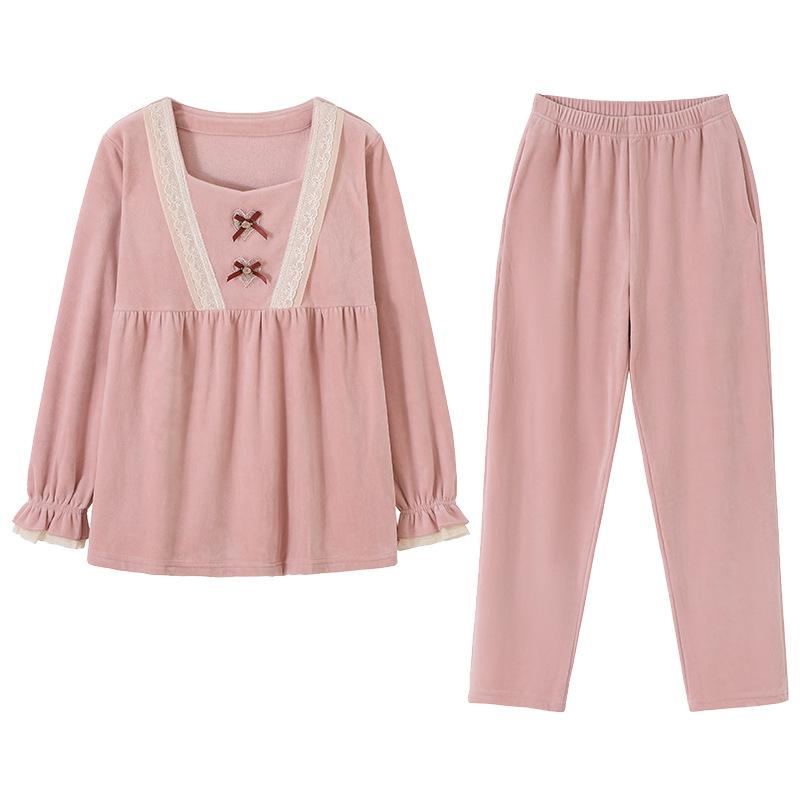 Island Fleece Pajamas Women'S Thin Fleece Autumn And Winter Thickened Fleece Princess Wind Coral Fleece Warm Loungewear