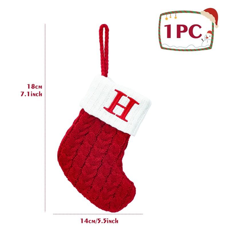 Christmas Socks Red Snowflake Alphabet Letters Knitting Stocking Christmas Tree Pendant Decoration For Home Xmas New Year Gift