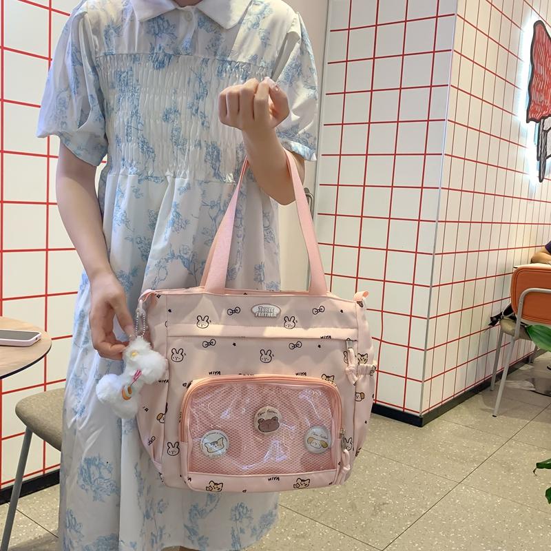 Прозрачная большая вместительная сумка-тоут женская сумка через плечо с мультяшным — фото 5