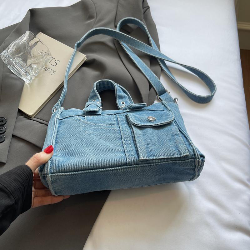 Bolso Cuadrado Pequeño de Mezclilla Bolso de Hombro Cruzado para Mujer