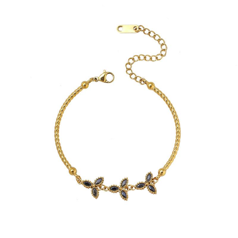 Fashion Full Diamond Leaf Bracelet Jewelry High Fashion Versatile Zircon Bracelet Women'S Niche Design Sense