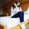 Spring Autumn Slim Fit Mid-Waist Women's Skinny Blue Elastic Jeans