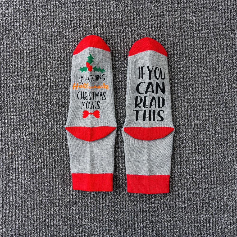 

1 пара рождественских носков, носки с буквенным принтом, забавные мягкие носки унисекс для рождественского подарка красный