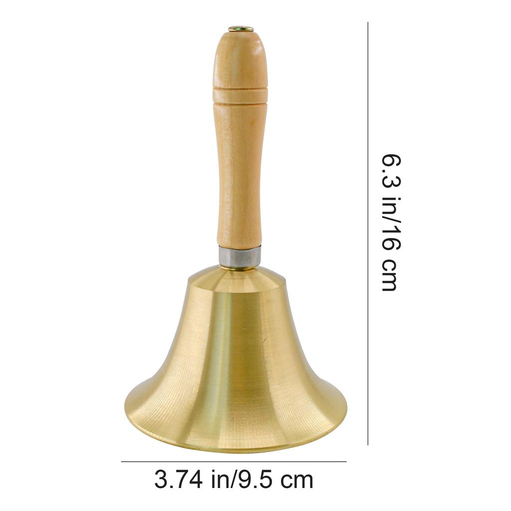 MrMrKura Jackpot Hand Bell, Call Bell, Hand-Wave Bell with Wooden Handle, Brass Table Bell, Raffle, Festival Supplies, Dinner Bell, Metal,