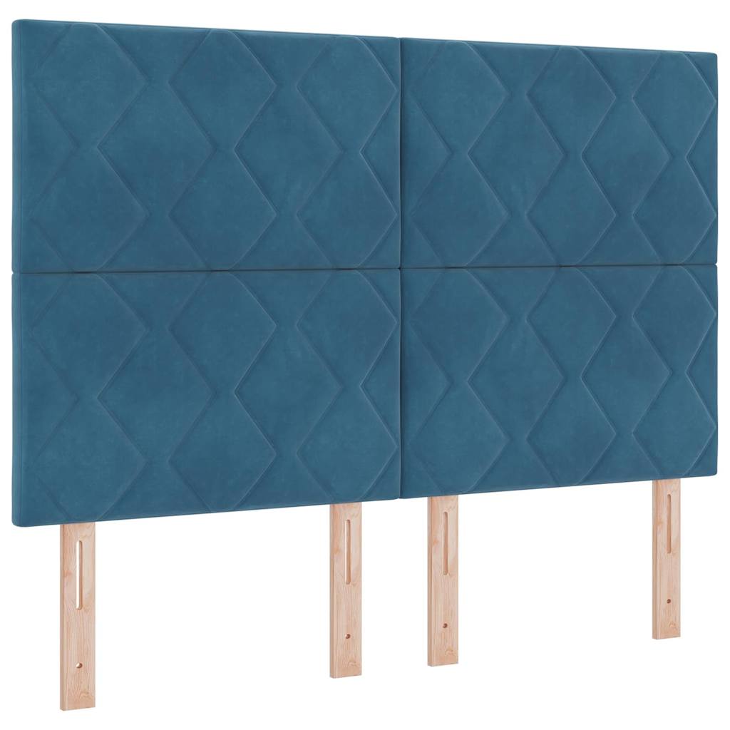 Boxspring Bed with Headboard Dark Blue 140 X 200 Cm Velvet
